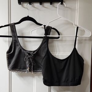 Elegant Black Lace-Up Bralette Set